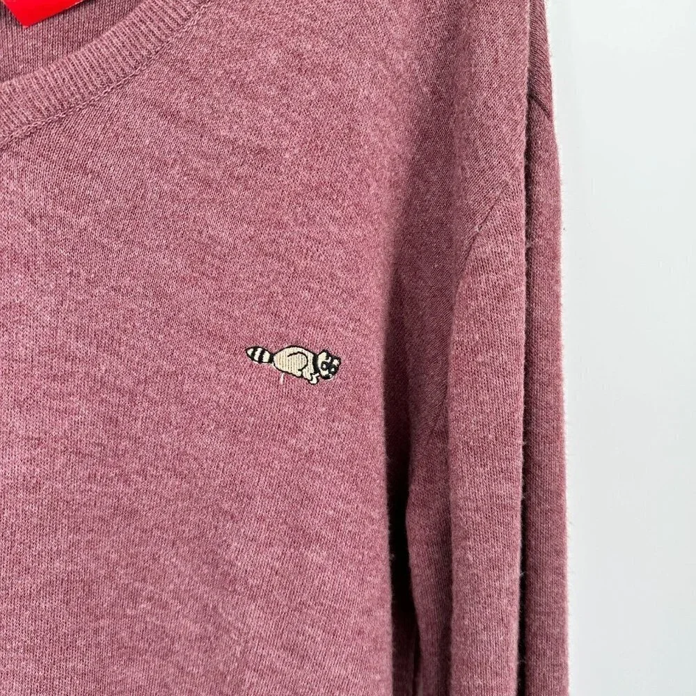 Vintage Lasalle Mens Sweater M Red Maroon V Neck Preppy Logo Raccoon Brand New